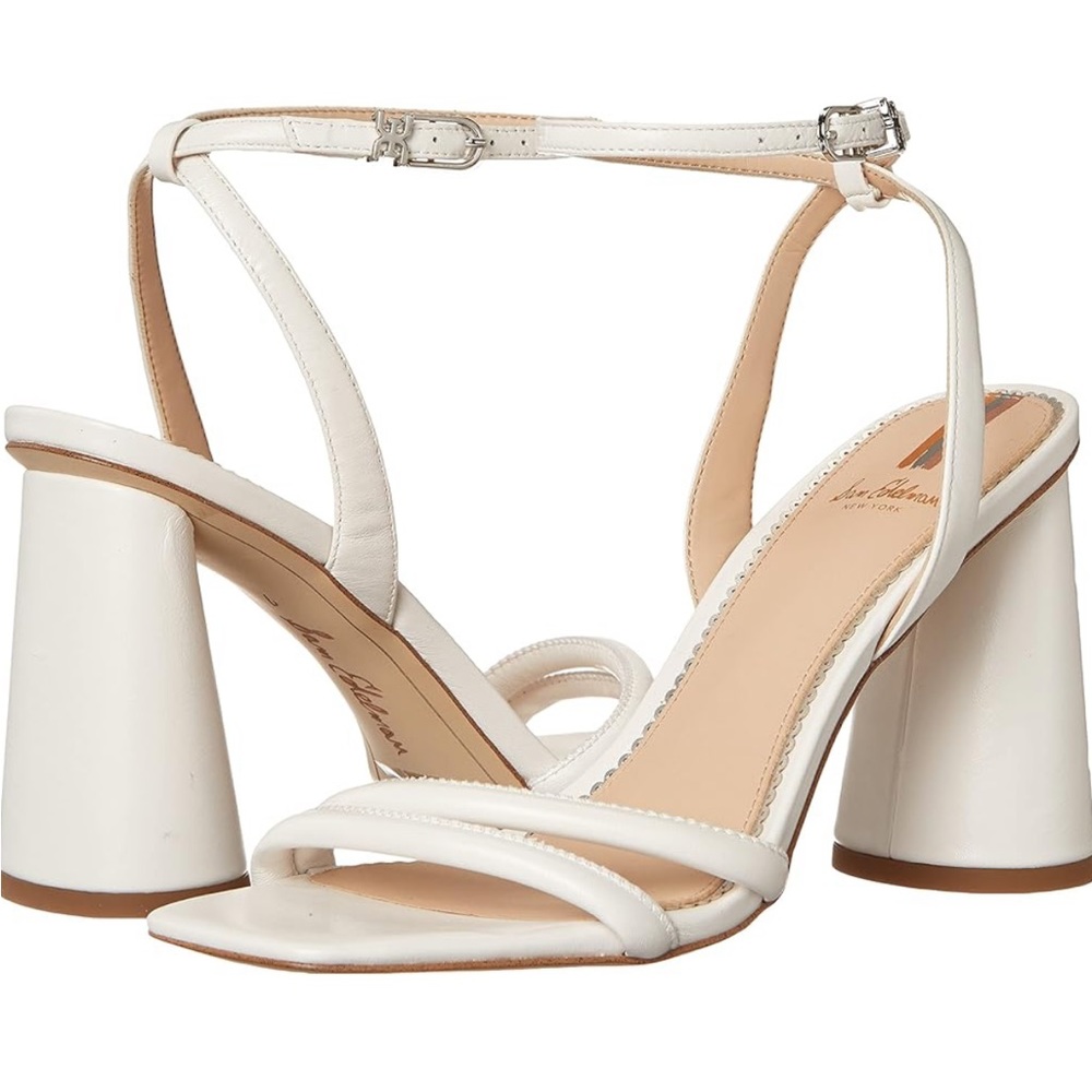 Sam Edelman Kia Block Heel Sandals White 6.5M 3.5”